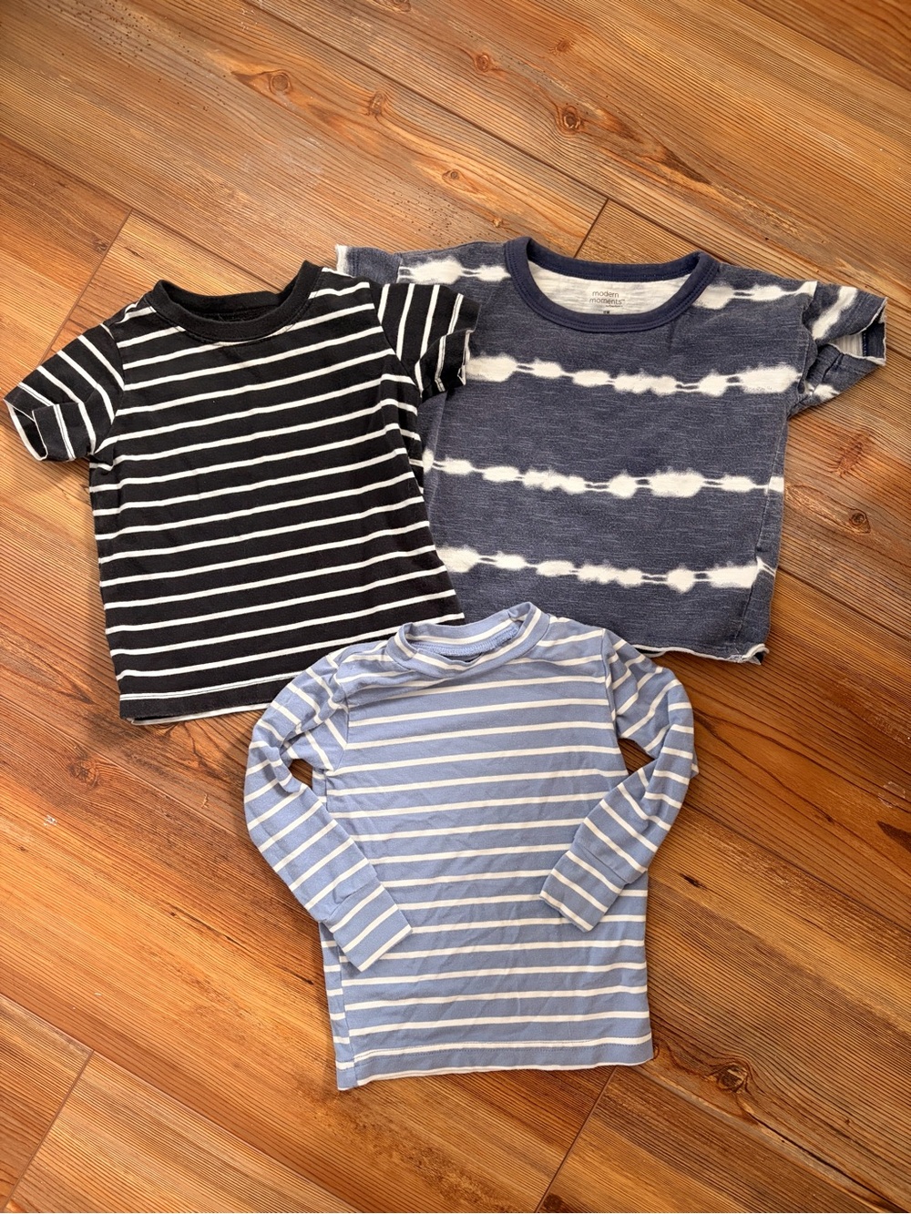 12 months Striped & Tie-Dye Short Sleeve Shirt Set - Navy, Black & Light Blue